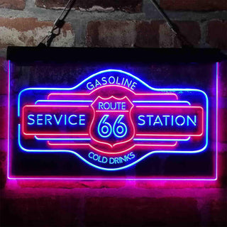 ADVPRO Route 66 Gasoline Dual Color LED Neon Sign st6-i3982 - Red & Blue