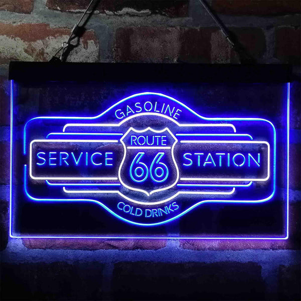 ADVPRO Route 66 Gasoline Dual Color LED Neon Sign st6-i3982 - White & Blue