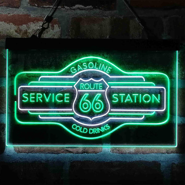 ADVPRO Route 66 Gasoline Dual Color LED Neon Sign st6-i3982 - White & Green