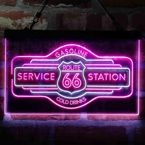 ADVPRO Route 66 Gasoline Dual Color LED Neon Sign st6-i3982 - White & Purple