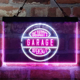 ADVPRO Big Daddy Garage Open 24/7 Dual Color LED Neon Sign st6-i3983 - White & Purple