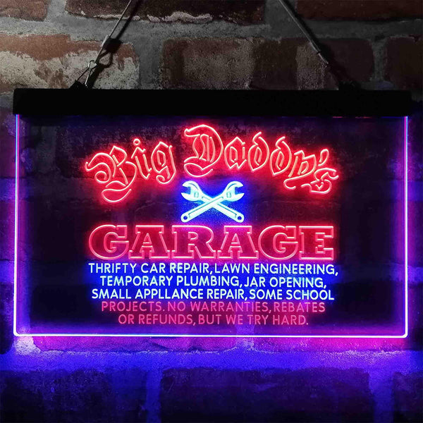 ADVPRO Big Daddy Garage Tools Dual Color LED Neon Sign st6-i3984 - Blue & Red