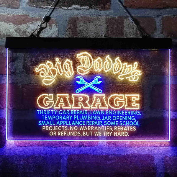 ADVPRO Big Daddy Garage Tools Dual Color LED Neon Sign st6-i3984 - Blue & Yellow