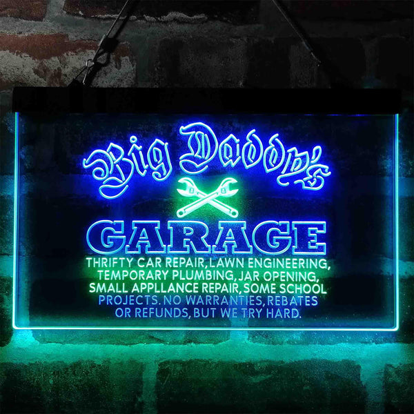 ADVPRO Big Daddy Garage Tools Dual Color LED Neon Sign st6-i3984 - Green & Blue