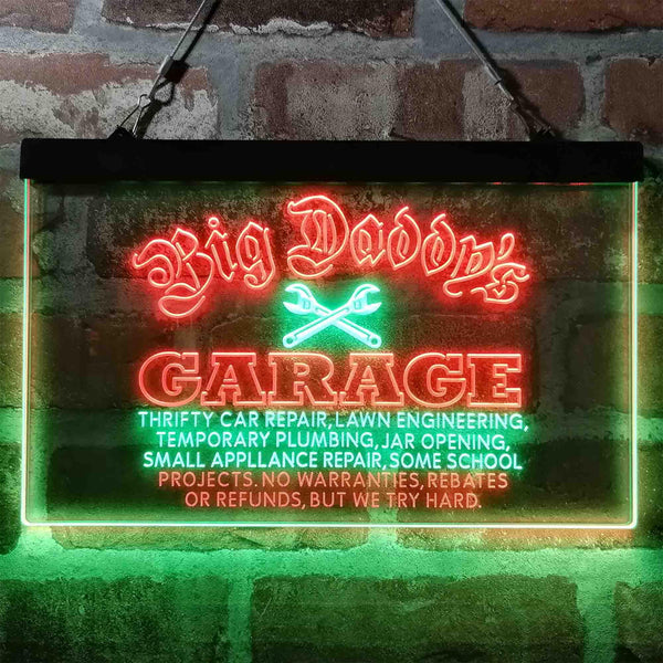 ADVPRO Big Daddy Garage Tools Dual Color LED Neon Sign st6-i3984 - Green & Red