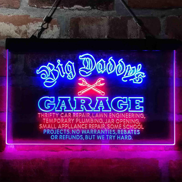 ADVPRO Big Daddy Garage Tools Dual Color LED Neon Sign st6-i3984 - Red & Blue