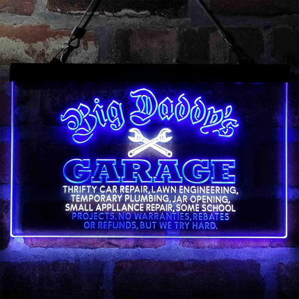 ADVPRO Big Daddy Garage Tools Dual Color LED Neon Sign st6-i3984 - White & Blue