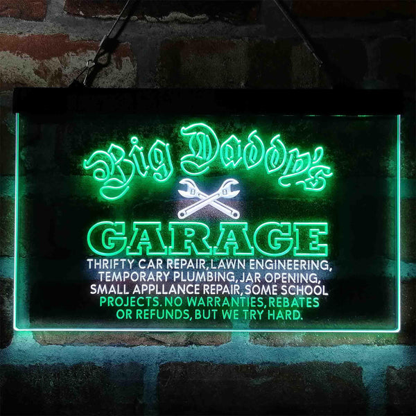 ADVPRO Big Daddy Garage Tools Dual Color LED Neon Sign st6-i3984 - White & Green