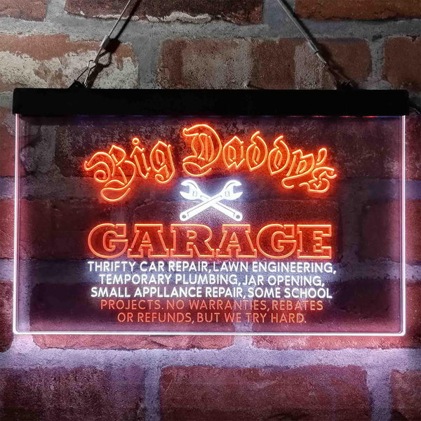 ADVPRO Big Daddy Garage Tools Dual Color LED Neon Sign st6-i3984 - White & Orange