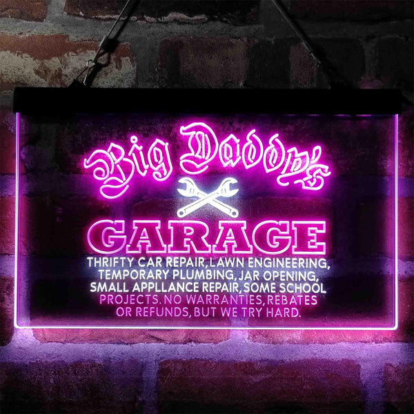 ADVPRO Big Daddy Garage Tools Dual Color LED Neon Sign st6-i3984 - White & Purple