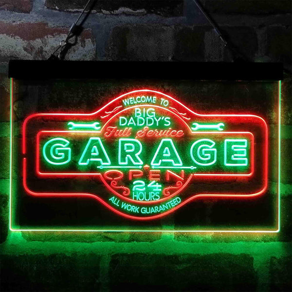 ADVPRO Big Daddy Garage Tools 24 Hours 7 Days Dual Color LED Neon Sign st6-i3985 - Green & Red