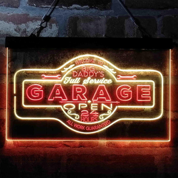 ADVPRO Big Daddy Garage Tools 24 Hours 7 Days Dual Color LED Neon Sign st6-i3985 - Red & Yellow