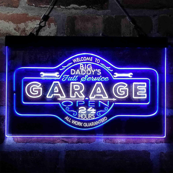 ADVPRO Big Daddy Garage Tools 24 Hours 7 Days Dual Color LED Neon Sign st6-i3985 - White & Blue