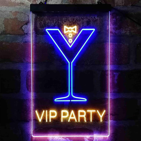 ADVPRO VIP Party Cocktail Glass Bowtie  Dual Color LED Neon Sign st6-i3986 - Blue & Yellow