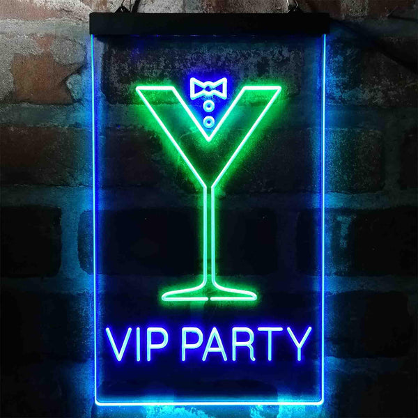 ADVPRO VIP Party Cocktail Glass Bowtie  Dual Color LED Neon Sign st6-i3986 - Green & Blue