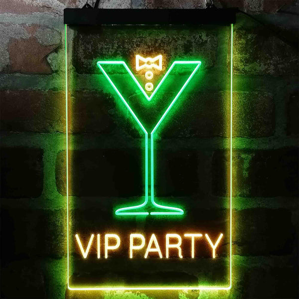 ADVPRO VIP Party Cocktail Glass Bowtie  Dual Color LED Neon Sign st6-i3986 - Green & Yellow
