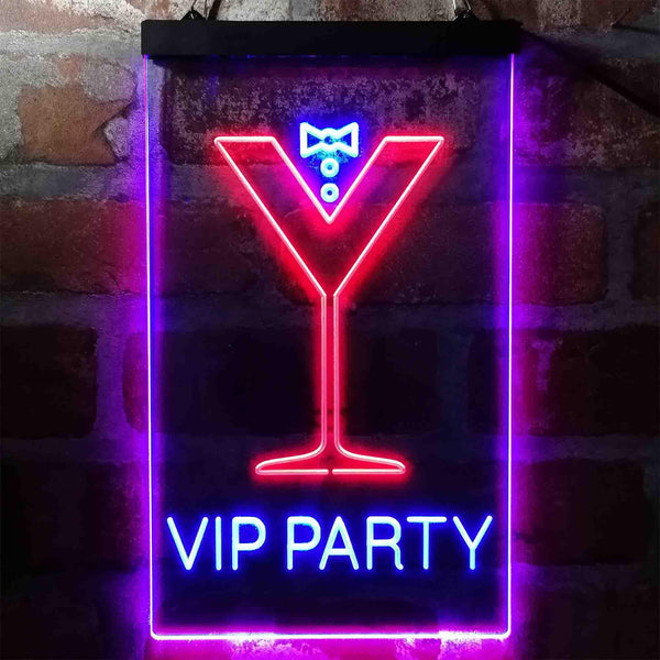 ADVPRO VIP Party Cocktail Glass Bowtie  Dual Color LED Neon Sign st6-i3986 - Red & Blue