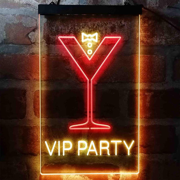 ADVPRO VIP Party Cocktail Glass Bowtie  Dual Color LED Neon Sign st6-i3986 - Red & Yellow