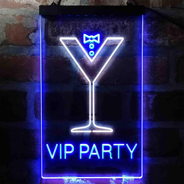 ADVPRO VIP Party Cocktail Glass Bowtie  Dual Color LED Neon Sign st6-i3986 - White & Blue