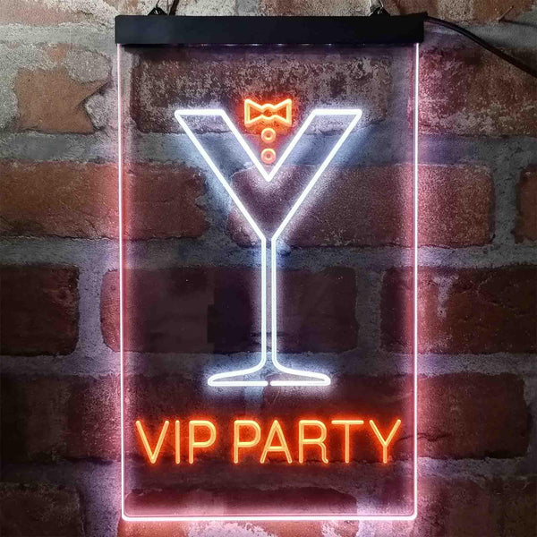ADVPRO VIP Party Cocktail Glass Bowtie  Dual Color LED Neon Sign st6-i3986 - White & Orange