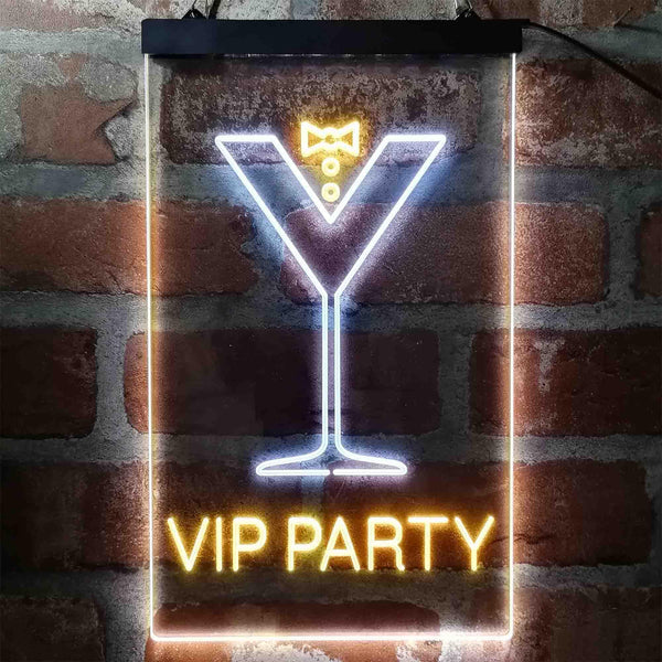 ADVPRO VIP Party Cocktail Glass Bowtie  Dual Color LED Neon Sign st6-i3986 - White & Yellow