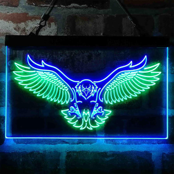 ADVPRO Eagle Catching Animals Flying Display Dual Color LED Neon Sign st6-i3987 - Green & Blue