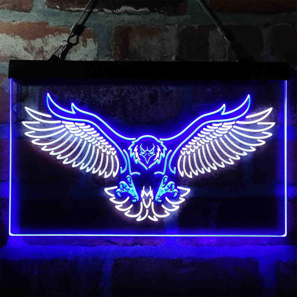 ADVPRO Eagle Catching Animals Flying Display Dual Color LED Neon Sign st6-i3987 - White & Blue