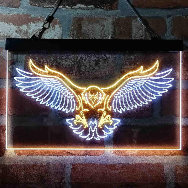ADVPRO Eagle Catching Animals Flying Display Dual Color LED Neon Sign st6-i3987 - White & Yellow