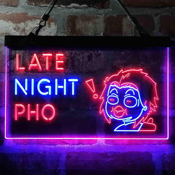 ADVPRO Late Night Pho Vietnam Noodles Dual Color LED Neon Sign st6-i3988 - Blue & Red