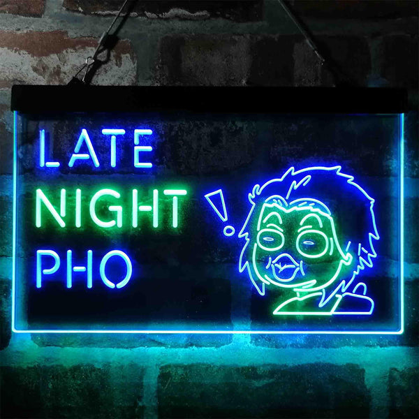 ADVPRO Late Night Pho Vietnam Noodles Dual Color LED Neon Sign st6-i3988 - Green & Blue