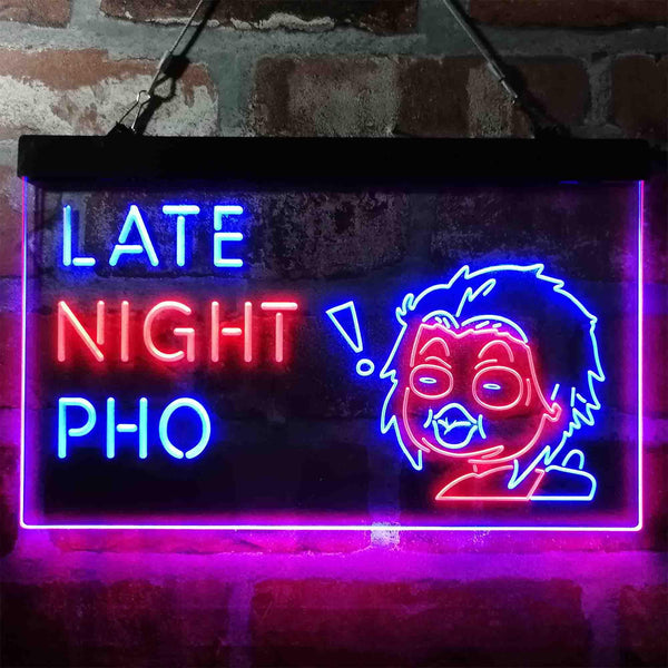 ADVPRO Late Night Pho Vietnam Noodles Dual Color LED Neon Sign st6-i3988 - Red & Blue