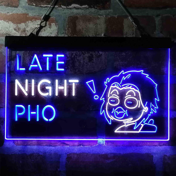 ADVPRO Late Night Pho Vietnam Noodles Dual Color LED Neon Sign st6-i3988 - White & Blue