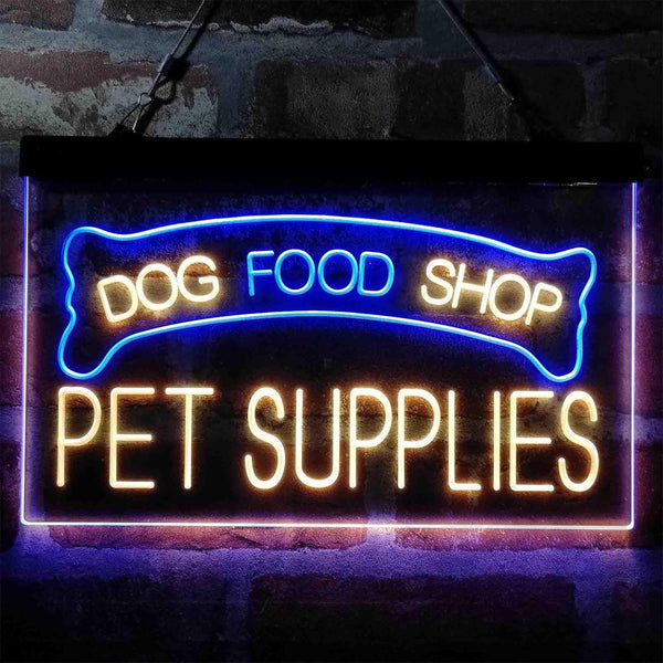 ADVPRO Dog Food Shop Pet Supplies Dual Color LED Neon Sign st6-i3989 - Blue & Yellow