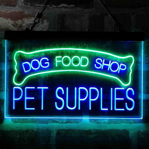 ADVPRO Dog Food Shop Pet Supplies Dual Color LED Neon Sign st6-i3989 - Green & Blue