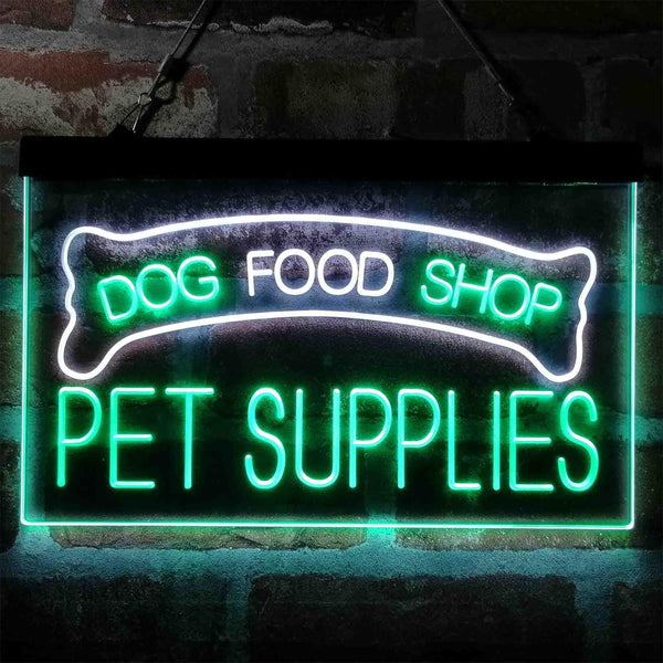 ADVPRO Dog Food Shop Pet Supplies Dual Color LED Neon Sign st6-i3989 - White & Green