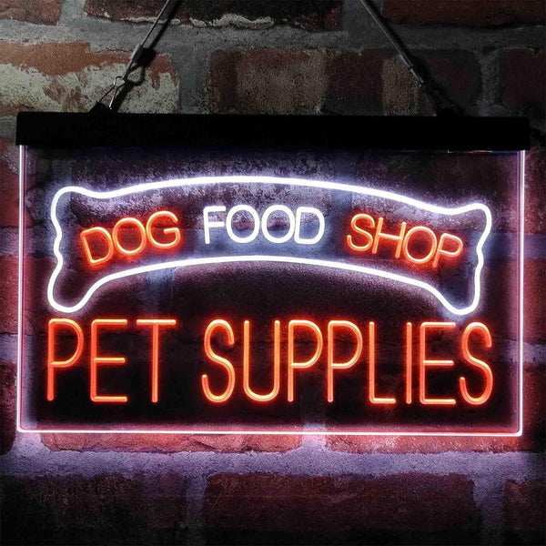 ADVPRO Dog Food Shop Pet Supplies Dual Color LED Neon Sign st6-i3989 - White & Orange