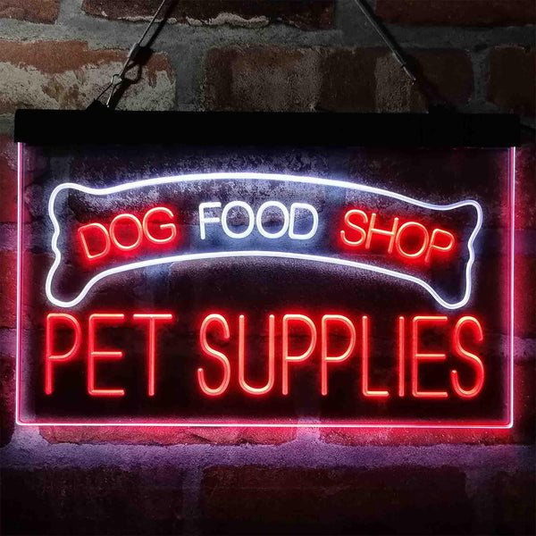 ADVPRO Dog Food Shop Pet Supplies Dual Color LED Neon Sign st6-i3989 - White & Red