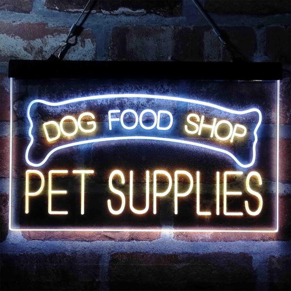 ADVPRO Dog Food Shop Pet Supplies Dual Color LED Neon Sign st6-i3989 - White & Yellow