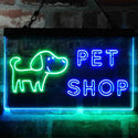ADVPRO Pet Shop Dog Cat Animals Dual Color LED Neon Sign st6-i3990 - Green & Blue