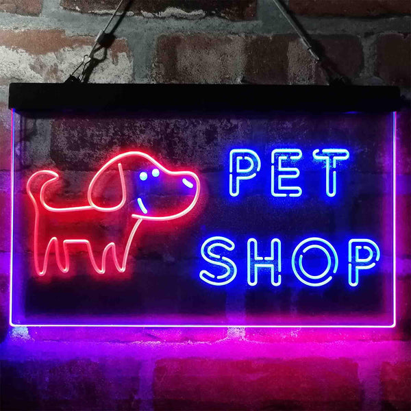 ADVPRO Pet Shop Dog Cat Animals Dual Color LED Neon Sign st6-i3990 - Red & Blue