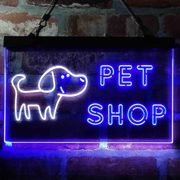 ADVPRO Pet Shop Dog Cat Animals Dual Color LED Neon Sign st6-i3990 - White & Blue
