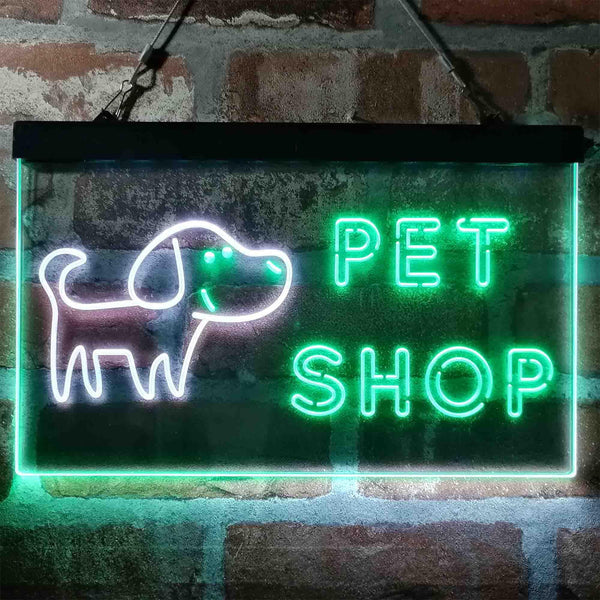 ADVPRO Pet Shop Dog Cat Animals Dual Color LED Neon Sign st6-i3990 - White & Green