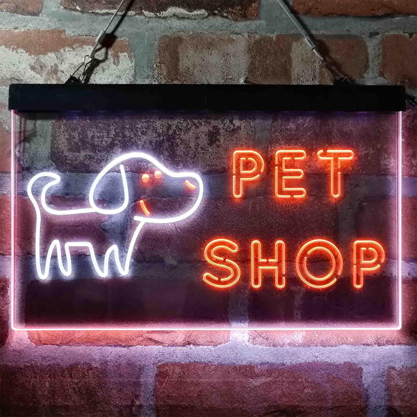 ADVPRO Pet Shop Dog Cat Animals Dual Color LED Neon Sign st6-i3990 - White & Orange