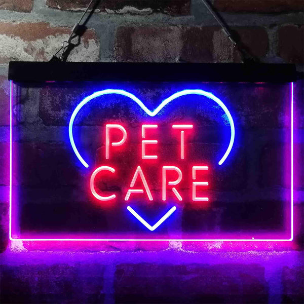 ADVPRO Pet Care Grooming Heart Dual Color LED Neon Sign st6-i3991 - Blue & Red