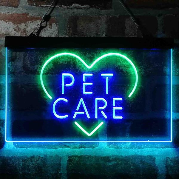 ADVPRO Pet Care Grooming Heart Dual Color LED Neon Sign st6-i3991 - Green & Blue