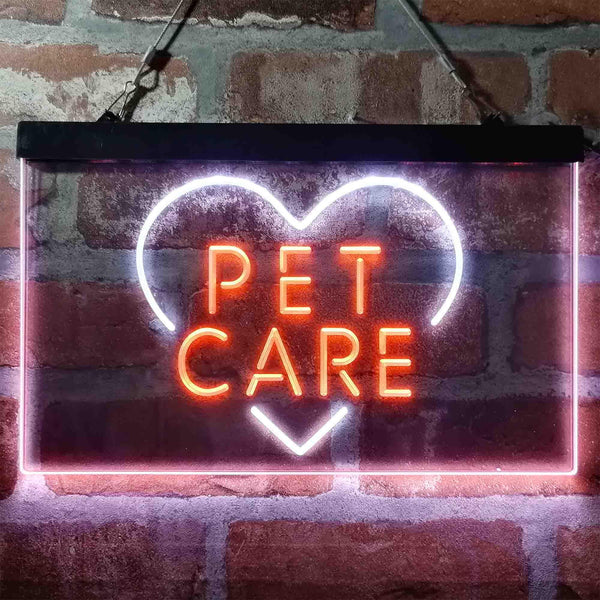 ADVPRO Pet Care Grooming Heart Dual Color LED Neon Sign st6-i3991 - White & Orange