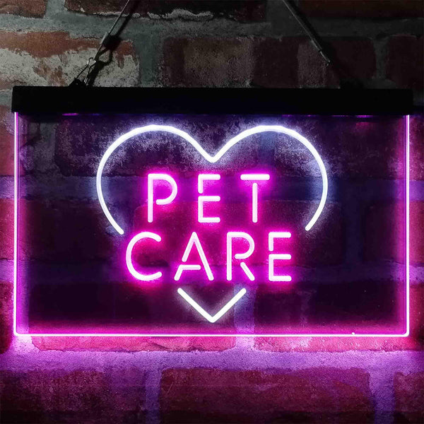 ADVPRO Pet Care Grooming Heart Dual Color LED Neon Sign st6-i3991 - White & Purple