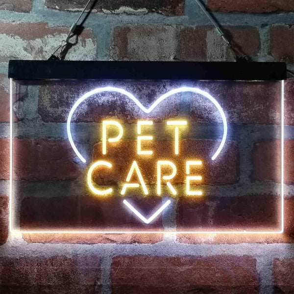 ADVPRO Pet Care Grooming Heart Dual Color LED Neon Sign st6-i3991 - White & Yellow