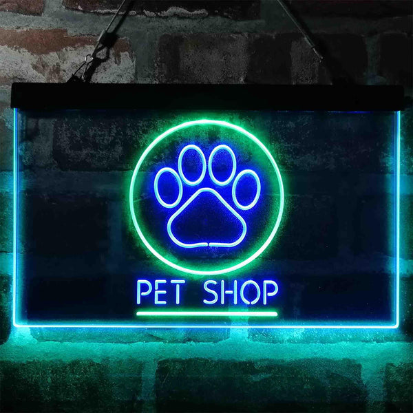 ADVPRO Paw Print Pet Shop Dual Color LED Neon Sign st6-i3992 - Green & Blue