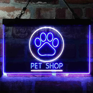 ADVPRO Paw Print Pet Shop Dual Color LED Neon Sign st6-i3992 - White & Blue